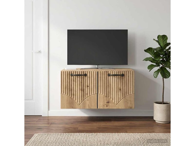  Meuble tv - banc tv - meuble de rangement mural 59,5 x 41 x 30 cm chêne artisanal  - Conforama D
