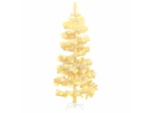 Arbre de noël, sapin de noël hélicoïdal pré-éclairé et support blanc 180cm pvc