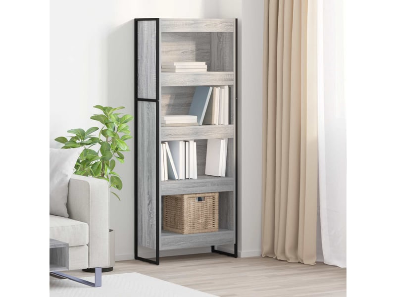  Bibliothèque, armoire à livres 60 x 30 x 155 cm bois d'ingénierie gris sonoma  - Conforama B