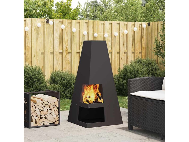  Brasero exterieur, foyer camping noir 50x50x100 cm acier patiné shl31668  - Conforama B