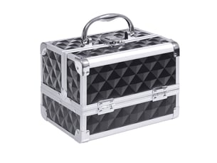 Mallette à maquillage rangement à 3 niveaux avec miroir verrouillage avec 2 clés dim. 20l x 15l x 15h cm noir
