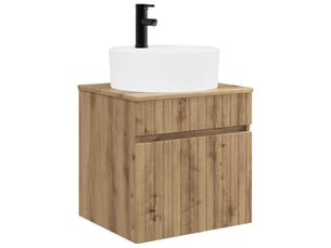 Meuble de lavabo mural, rangement salle de bain chêne artisanal 49x44.5x65 cm