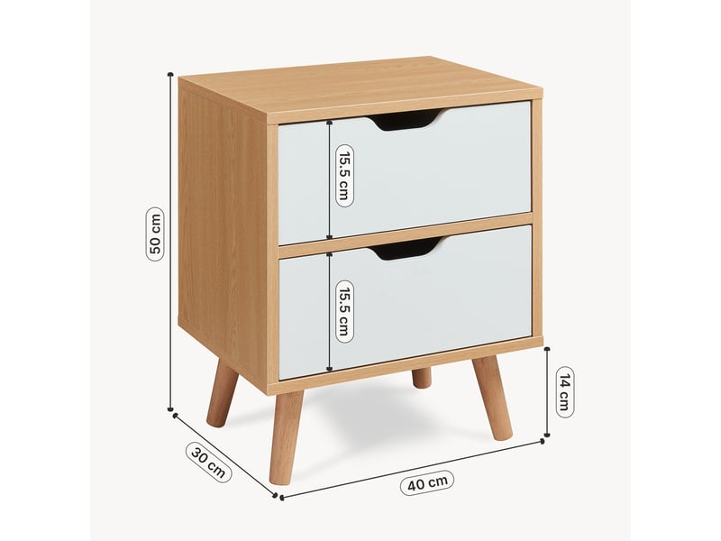 Table de nuit bordkak 50 x 40 x 30 cm effet chêne blanc [en.casa]  - Conforama D