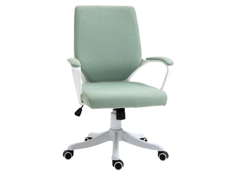  Chaise de bureau ergonomique verte en tissu polyester avec soutien lombaire, bascule et roulettes 360°  - Conforama A