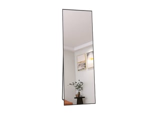 Miroir sur pied - 162 x 53 cm - noir - miroir plein pied rectangulaire en verre trempé, cadre en alliage d'aluminium, design moderne
