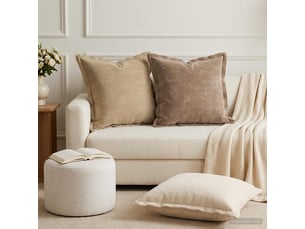 Lot de 12 housses de coussin houten crème 50 x 50 cm tissu chenille cf49005
