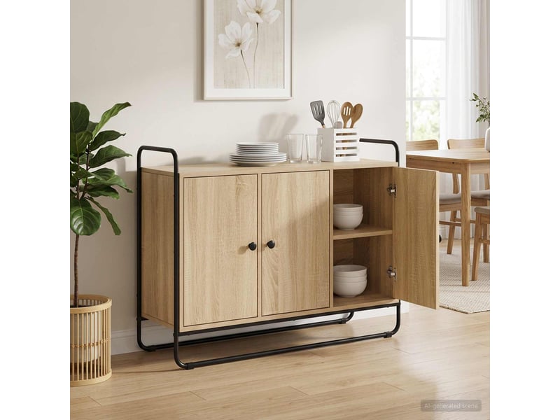 Buffet salon, buffet de rangement chêne sonoma 102x35x75 cm bois d'ingénierie shl6876 - Conforama B