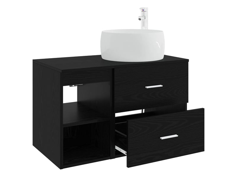 Ensemble de mobilier de salle de bain 2 pcs chêne noir shl386 - Conforama D