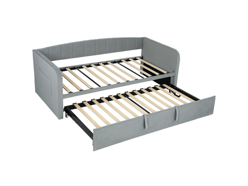  Canapé lit gigogne 3 places convertible en lit double, gris clair, 205 x 97 x 75 cm  - Conforama B