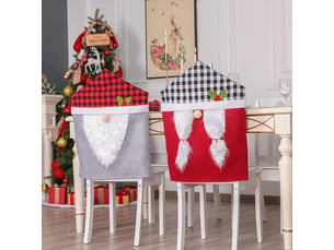 Ensemble de deux housses de chaises de salle à manger sur le thème de noël, comprenant des housses de dossier, des décorations de lutins et un motif, multicolore