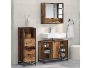Ensemble de mobilier de salle de bain 3 pièces bois ancien cf64442