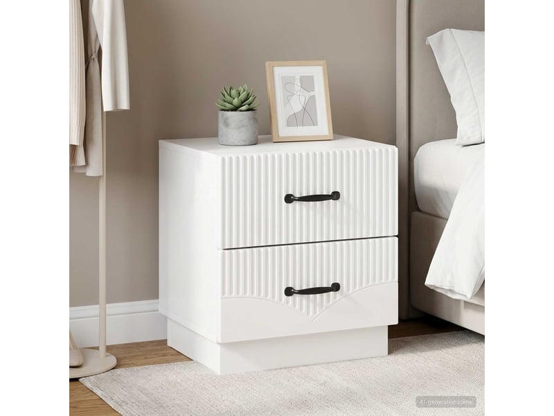  Table de chevet - cabinet de chevet - table de nuit 2 pc blanc brillant 43 x 34,5 x 44,5 cm  - Conforama C