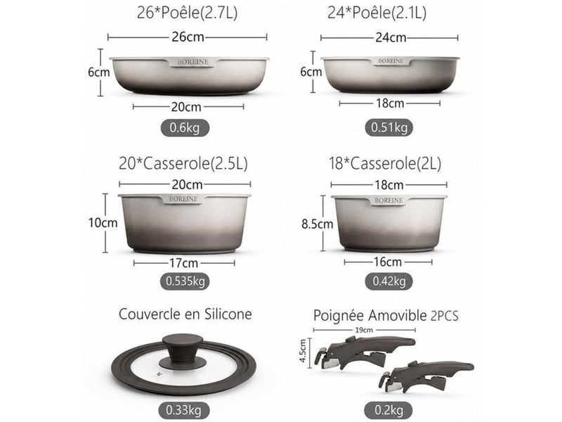  Casseroles poeles avec poignées amovibles 7 pièces revêtement antiadhésif induction 370018_AACTF39231_6_DROPFR - Conforama B