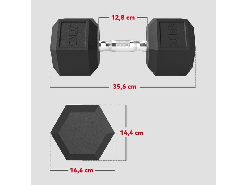  Haltère 20 kg hexagonal en métal noir  - Conforama C