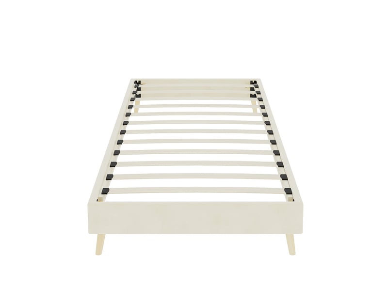  Cadre de lit, lit enfant 90x200 cm, rangement hydraulique, cadre bas, velours beige, réf. 330944, sans matelas  - Conforama B