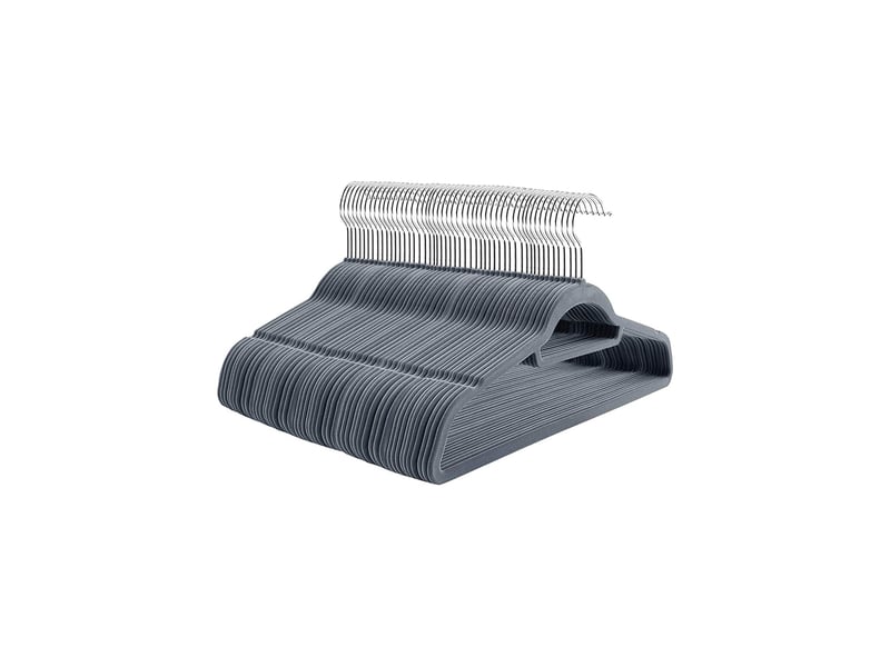  Lot de 100 cintres en velours peu encombrants antidérapants 45 x 23,5 x 0,6 cm style moderne en abs gris clair 12_0008882  - Conforama B
