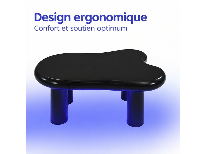  Table basse noire en forme de nuage avec tiroir et éclairage led 16 couleurs, 98 x 65,5 x 40 cm  - Conforama D