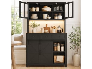 Buffet haut,105x38,4x180 cm,avec éclairage led,mdf,noir
