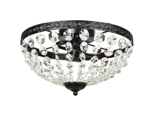 Plafonnier vintage en cristal noir, avec 2 douilles e14 (40 w) et 168 perles de cristal, idéal pour la chambre et le salon.