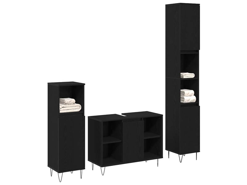Ensemble de mobilier de salle de bain 3 pc chêne noir cf64333 - Conforama A