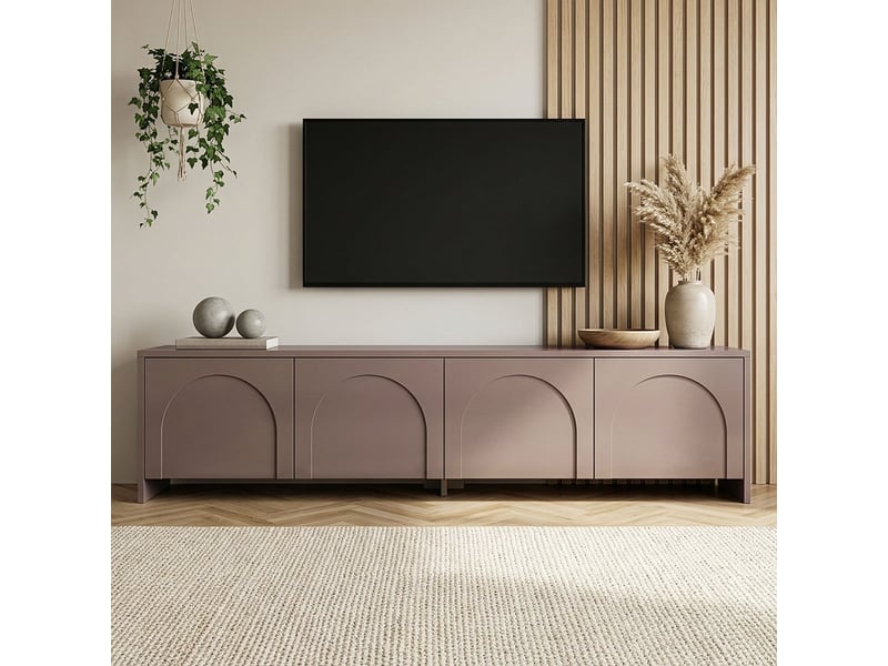  Support tv mobile moderne de 180 cm avec portes aurelia - gris tourterelle  - Conforama B