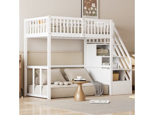 Lit mezzanine 90x200 cm <strong></strong>  <strong></strong> coloris blanc