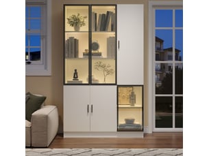Vitrine coloris blanc 5 étagère(s) <strong>DESMIU</strong> <strong></strong> - 120 cmx200 cm