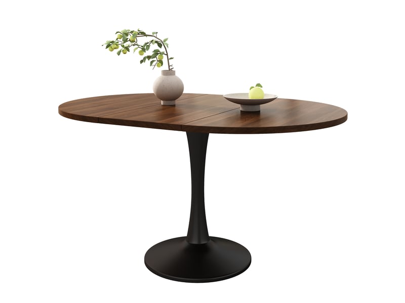 Table à manger ovale extensible 100140 x 100 x 75 cm en mdf et fer finition noyer, charge 100 kg, montage en 15 min. - Conforama A