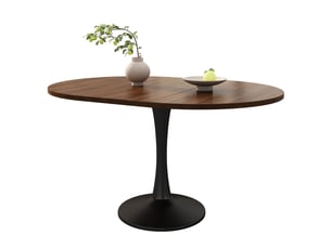 Table à manger ovale extensible 100140 x 100 x 75 cm en mdf et fer finition noyer, charge 100 kg, montage en 15 min.