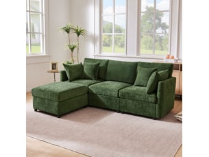 Canapé d’angle modulable 216x161x81 cm, 4 places, bois, vert