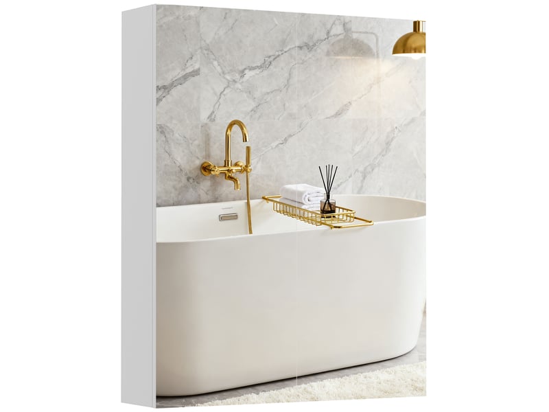 Armoire avec miroir en bois rangement salle de bain fermeture porte tampon mdf - Conforama B