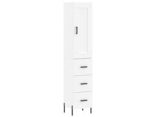 Buffet haut - bahut - meuble de rangement blanc 34,5x34x180 cm bois d'ingénierie