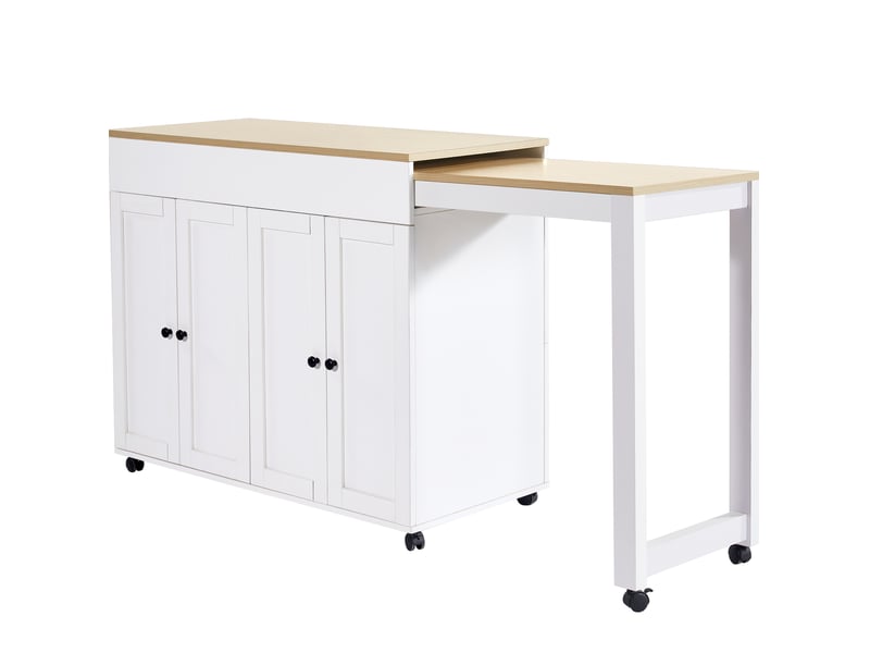 Desserte de cuisine extensible 117-180 x 50 x 94,6 cm blanche en mdf, 6 compartiments réglables - Conforama D