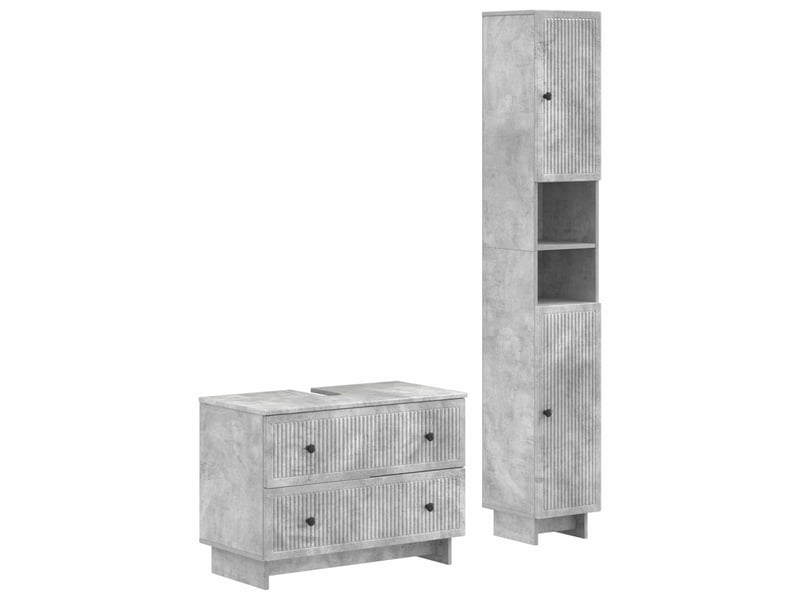 Ensemble de 2 meubles de salle de bain ede gris béton cf63143 - Conforama A