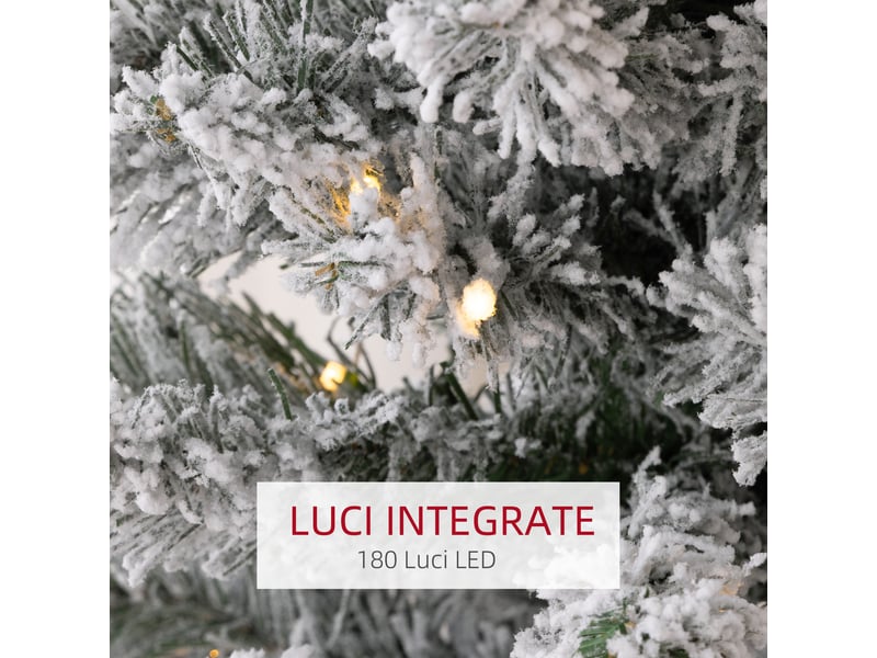  Sapin de noël enneigé avec 405 branches et lumières led blanches, en plastique et métal, ø57 x 210 cm, vert  - Conforama E