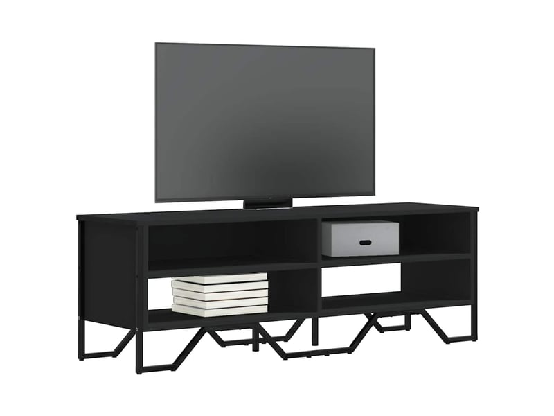  Meuble tv - banc tv - meuble de rangement noir 122x34x41 cm bois d'ingénierie  - Conforama B