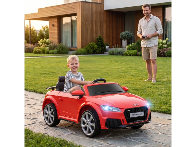 Voiture électrique pour enfants de 3 à 5 ans, modèle audi tt sous licence, avec télécommande et phares led, dimensions : 102 x 60 x 44 cm, rouge. - Conforama C
