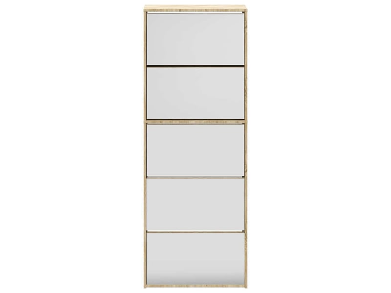  Meuble à chaussures, armoire à chaussures 5 étagères et miroir 63x17x169,5 cm chêne  - Conforama D