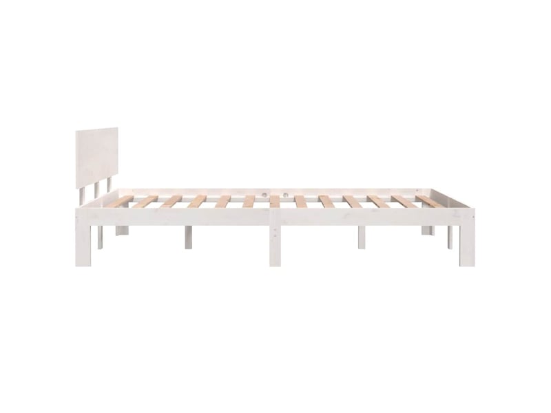  Lit double- lit adulte -  cadre de lit sans matelas blanc bois de pin massif 120x200 cm  - Conforama D