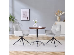Lot de 2 chaises de salle à manger pivotantes 360°,tissu et métal noir,gris clair