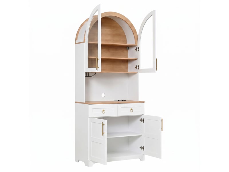  Buffet haut avec led pilotée par application 80x40x180 cm blanc  - Conforama R