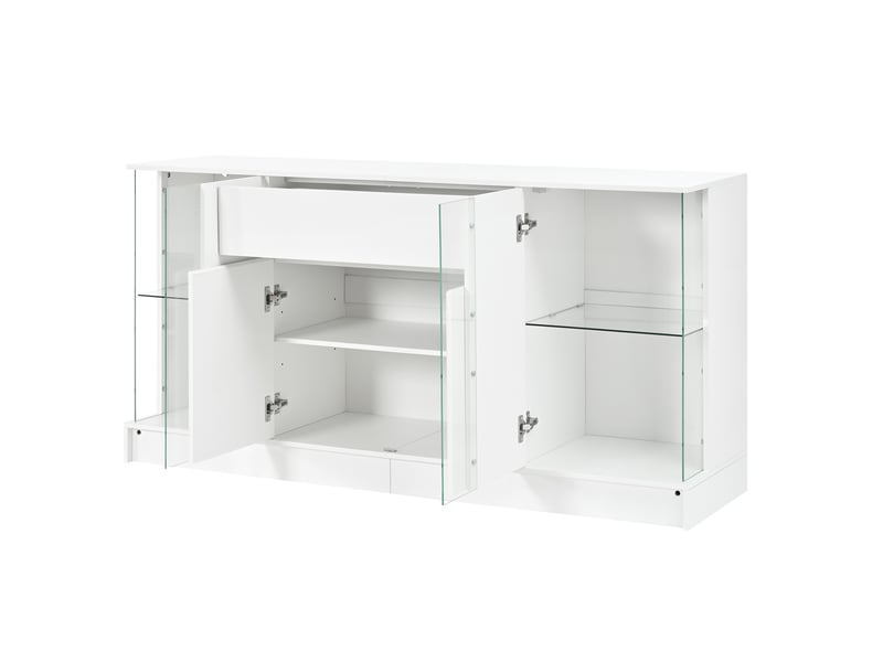  Buffet 4 porte(s) 1 tiroir(s) - 150 cm blanc led panneau de particules buffet blanc - Conforama E