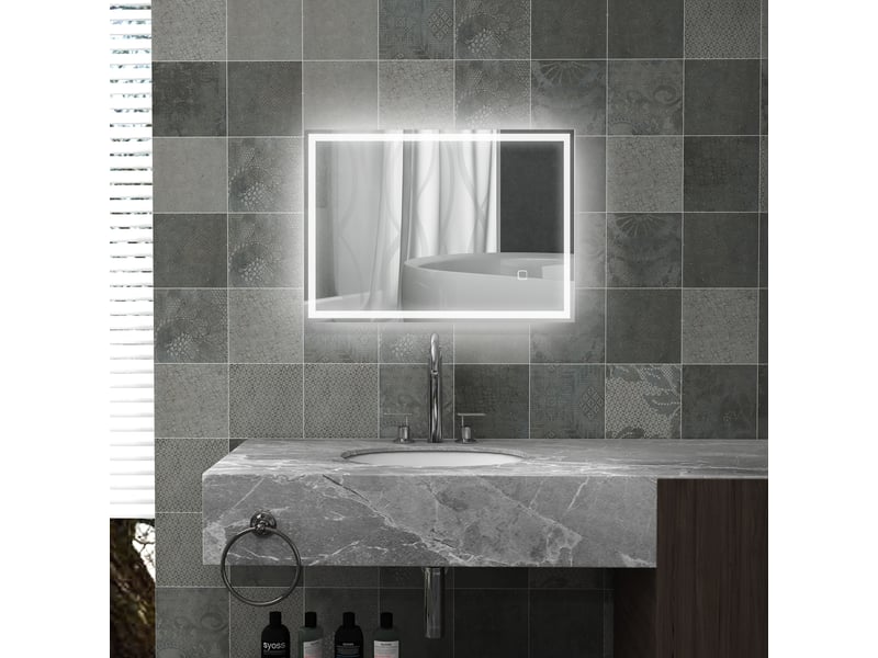  Miroir de salle de bain led avec interrupteur tactile 50x70x4 cm  - Conforama B