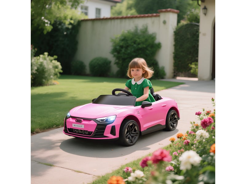  Voiture véhicule électrique enfant 12 v - télécommande parentale - effets sonores, lumineux - audi rs e-tron gt rose  - Conforama C
