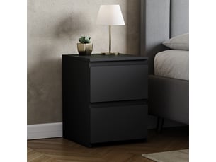 Table de chevet denver, commode de nuit, chambre, rangement, grand, 2 tiroirs, noir