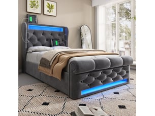 Lit coffre 90x200 cm VIVRYN coloris gris