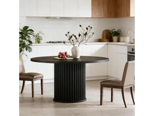 Table de salle à manger ronde 6 personnes avec base centrale en métal pour cuisine et salon 120 × 120 × 76,5 cm
