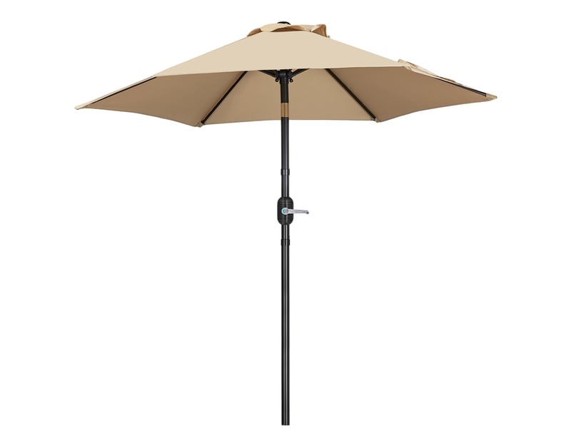 Parasol de jardin extérieur parasol inclinable à 6 baleines parasol balcon avec manivelle protection solaire de 240 cm de haut pour terrasse jardin patio plage piscine balcon brun clair - Conforama B