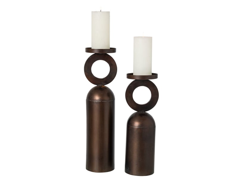  Lot de 2 bougeoirs anneau enzo 46cm bronze  - Conforama B