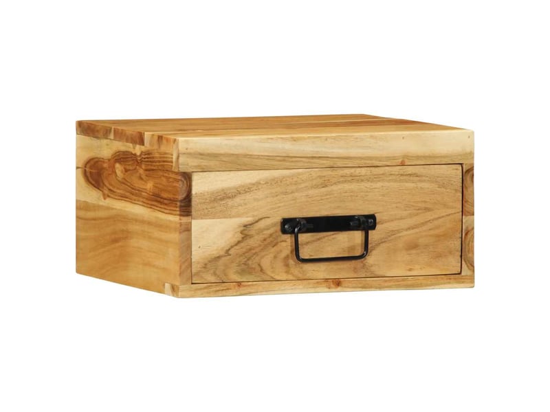  Lot de 2 tables de chevet - cabinet de chevet - table de nuit murales bois massif d'acacia  - Conforama A